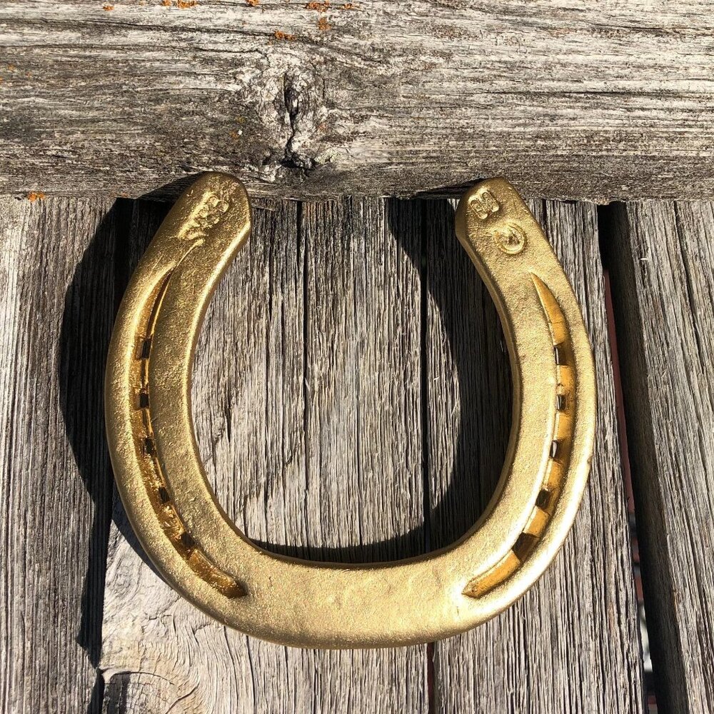 Gold Painted Lucky Horseshoe: Rustic Home Decor Gift